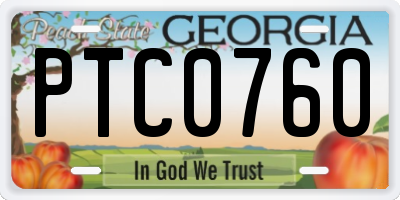 GA license plate PTC0760