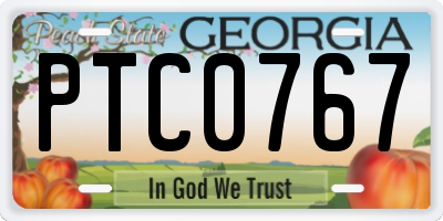 GA license plate PTC0767