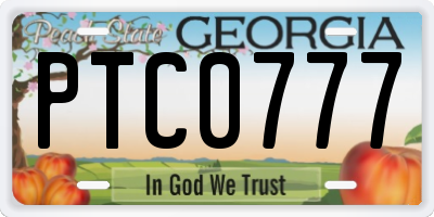 GA license plate PTC0777