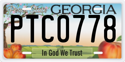 GA license plate PTC0778