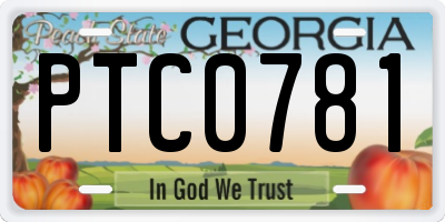 GA license plate PTC0781