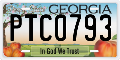 GA license plate PTC0793