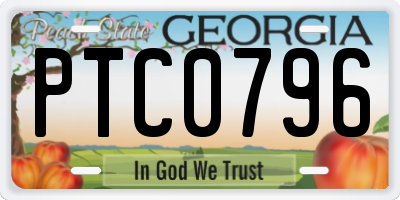 GA license plate PTC0796