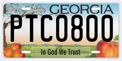 GA license plate PTC0800