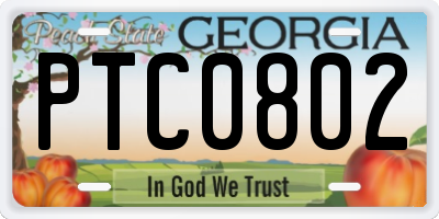 GA license plate PTC0802