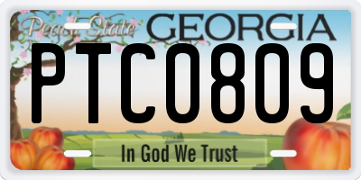 GA license plate PTC0809