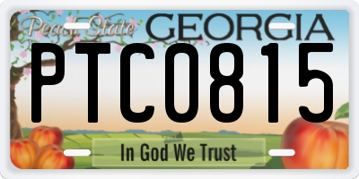 GA license plate PTC0815