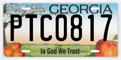 GA license plate PTC0817