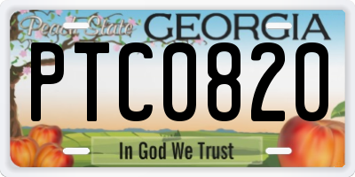 GA license plate PTC0820