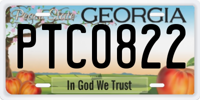 GA license plate PTC0822