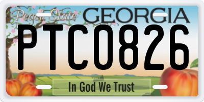 GA license plate PTC0826