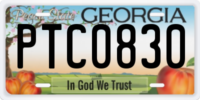 GA license plate PTC0830