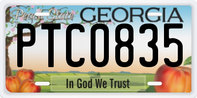 GA license plate PTC0835