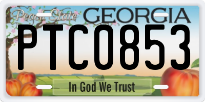 GA license plate PTC0853