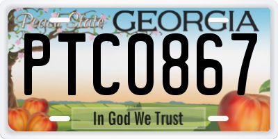 GA license plate PTC0867