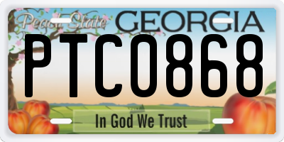 GA license plate PTC0868