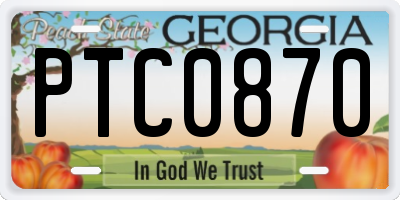 GA license plate PTC0870