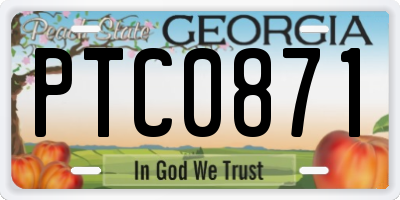 GA license plate PTC0871