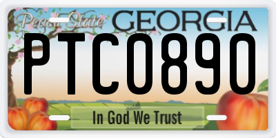 GA license plate PTC0890