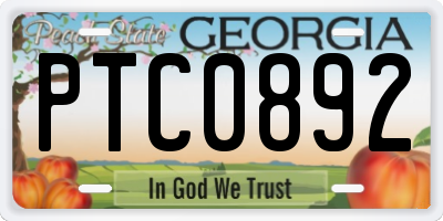 GA license plate PTC0892