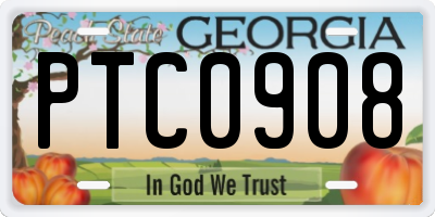 GA license plate PTC0908