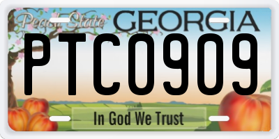GA license plate PTC0909