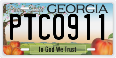 GA license plate PTC0911
