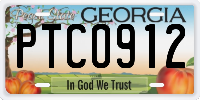 GA license plate PTC0912
