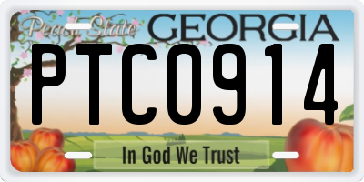 GA license plate PTC0914