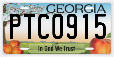 GA license plate PTC0915
