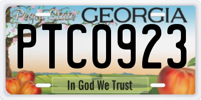 GA license plate PTC0923