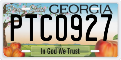 GA license plate PTC0927