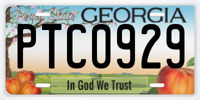 GA license plate PTC0929
