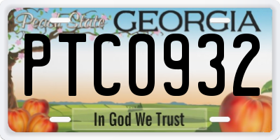 GA license plate PTC0932