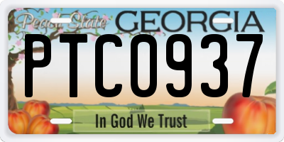 GA license plate PTC0937