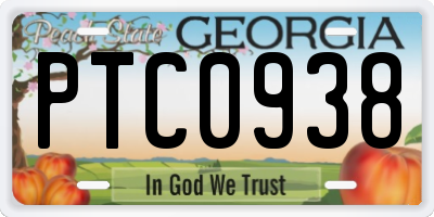 GA license plate PTC0938