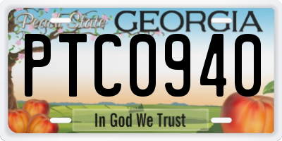 GA license plate PTC0940
