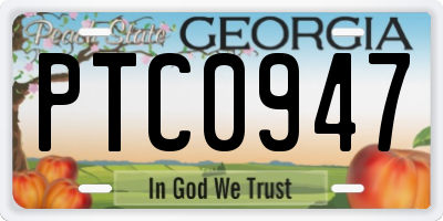 GA license plate PTC0947