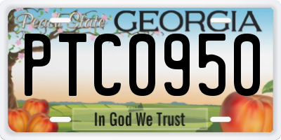 GA license plate PTC0950