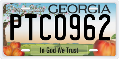 GA license plate PTC0962
