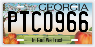 GA license plate PTC0966
