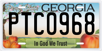 GA license plate PTC0968