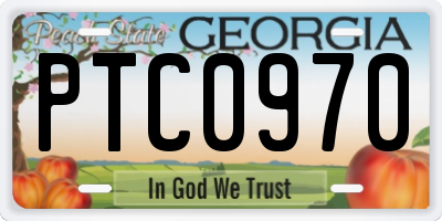 GA license plate PTC0970