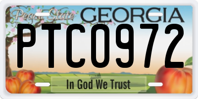 GA license plate PTC0972
