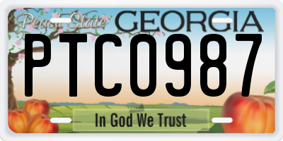 GA license plate PTC0987