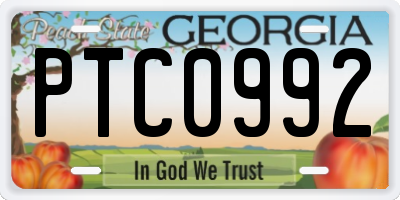 GA license plate PTC0992
