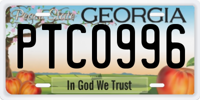 GA license plate PTC0996