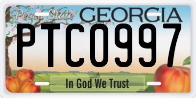 GA license plate PTC0997