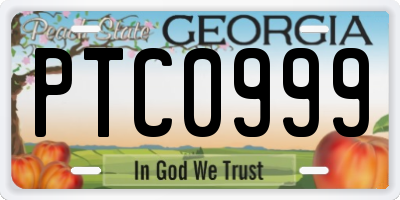 GA license plate PTC0999