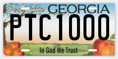 GA license plate PTC1000